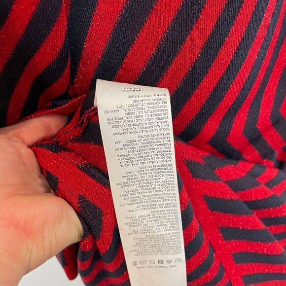 Marella Red Black Zig Zag Stripe Metallic Knit Mini Dress sz M 70s style - Picture 5 of 7